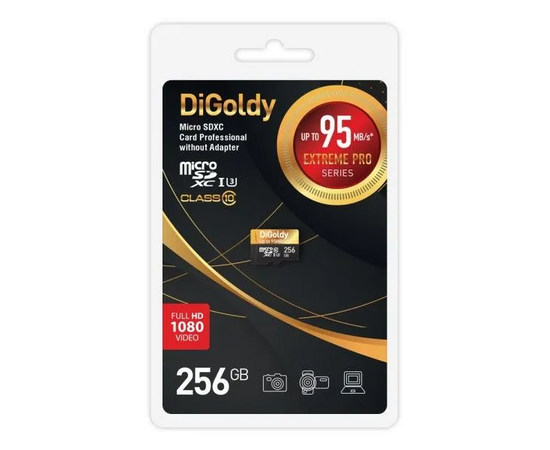  MicroSDXC  256GB  Digoldy Class 10 Extreme Pro UHS-I U3 (95 Mb/s) без адаптера 