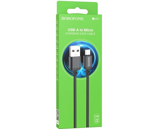  BOROFONE BX87/ USB кабель Micro/ 1m/ 2.4A/ Нейлон/ Black 