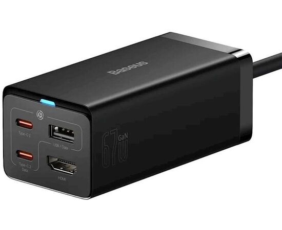  СЗУ Baseus GaN5 Pro CCGP110201 Desktop Fast Charger 1U+2C+HDMI 67W with 1.5m power cord EU Black 