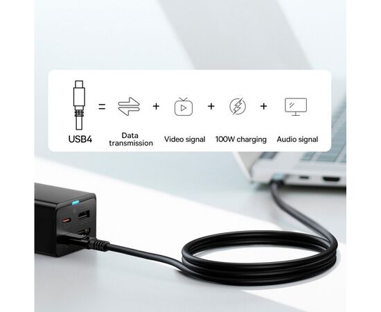  СЗУ Baseus GaN5 Pro CCGP110201 Desktop Fast Charger 1U+2C+HDMI 67W with 1.5m power cord EU Black 