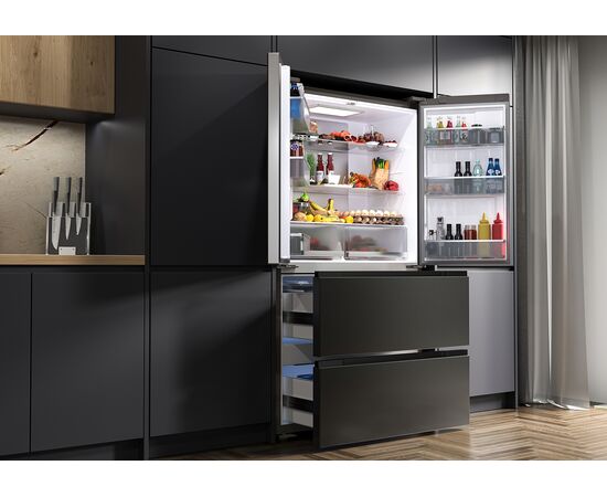  Холодильник трехкамерный LEX LFD575BxID French Door, инверторный черная сталь 