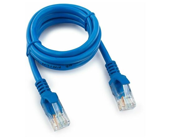  Патч-корд UTP5e, 1 м, литой, многожильный, биметалл CCA, 26AWG, PVC, синий, CABLEXPERT PP12-1M/B 