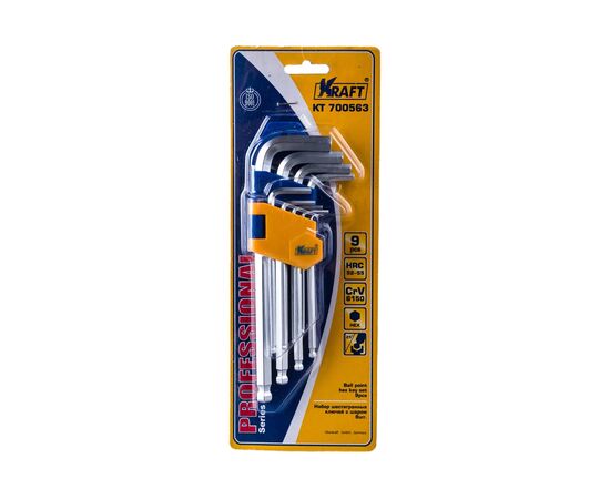  Набор ключей шестигранных KRAFT KT 700563 торцевых Г-обр с шаром 9шт 