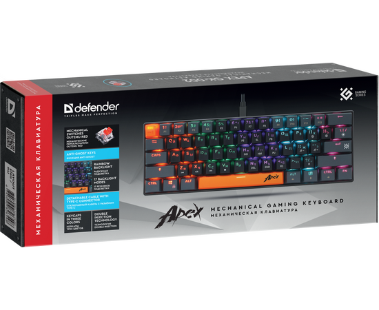  Клавиатура DEFENDER Apex GK-002 RU Grey 45002 USB 