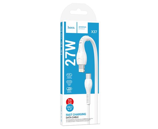  Кабель USB-C HOCO X37 Cool Type-C - Lightning, 1 м, белый 