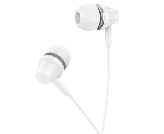  Наушники внутриканальные Borofone BM74 Singer, пластик, микрофон, кнопка ответа, 1.2 м, цвет: белый (1/1000) 