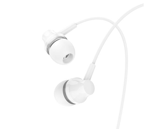  Наушники внутриканальные Borofone BM74 Singer, пластик, микрофон, кнопка ответа, 1.2 м, цвет: белый (1/1000) 