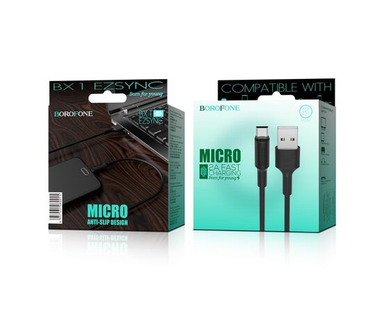  Дата-кабель USB 2.0A для micro USB Borofone BX1 TPE 1м (Black) 