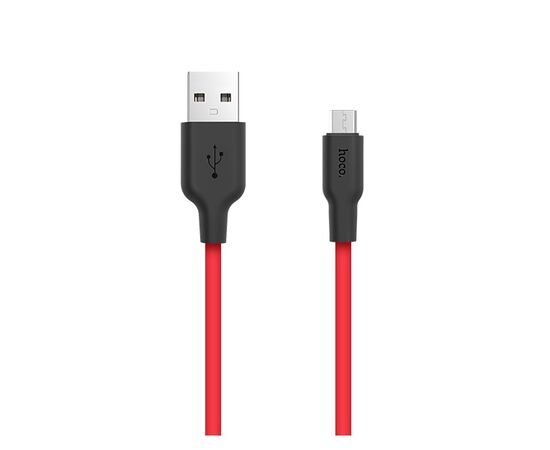  Дата-кабель USB 2.0A для micro USB Hoco X21 силикон 1м (Black Red) 