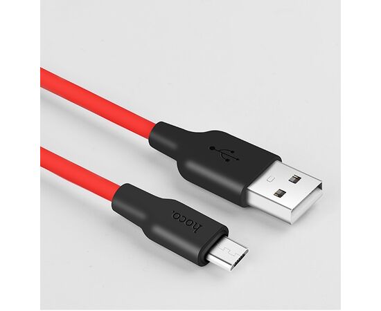  Дата-кабель USB 2.0A для micro USB Hoco X21 силикон 1м (Black Red) 