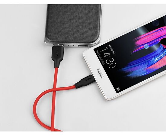  Дата-кабель USB 2.0A для micro USB Hoco X21 силикон 1м (Black Red) 