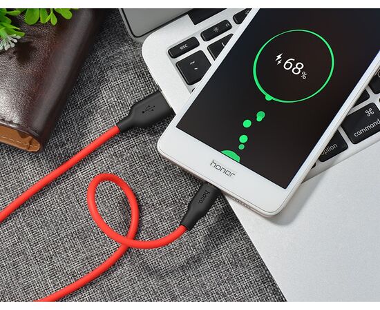  Дата-кабель USB 2.0A для micro USB Hoco X21 силикон 1м (Black Red) 
