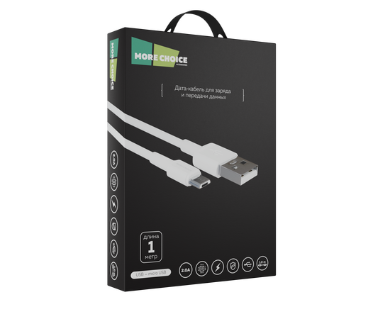  Дата-кабель USB 2.0A для micro USB More choice K19m TPE 1м (White) 