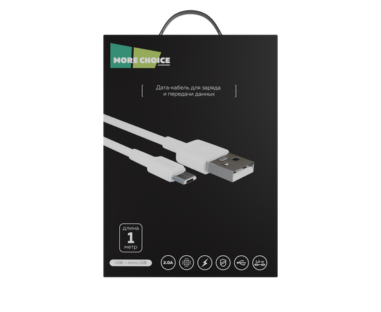  Дата-кабель USB 2.0A для micro USB More choice K19m TPE 1м (White) 