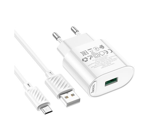  СЗУ 1USB 3.0A для micro USB Hoco C109A 1м (White) 