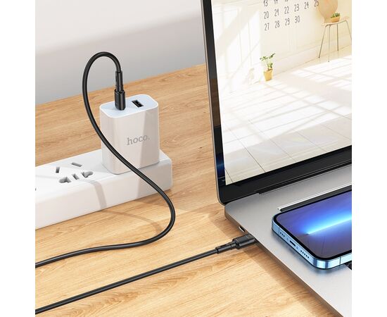  Дата-кабель USB 3.0A 60W для Type-C Type-C Hoco X83 ПВХ 1м (Black) 