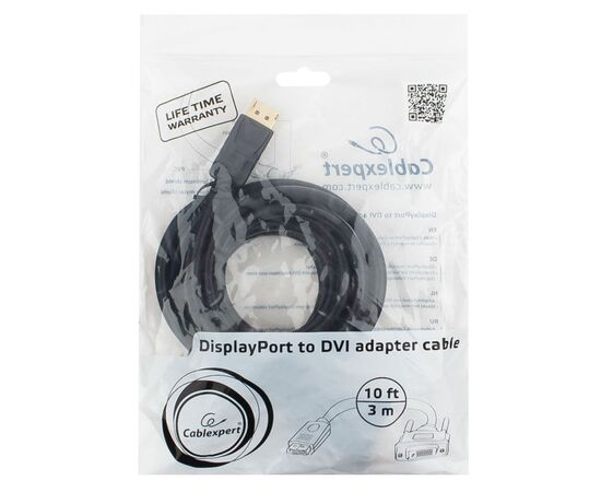  Кабель Gembird DisplayPort-DVI Gembird/Cablexpert 3м, 20M/19M, черный, экран, пакет (CC-DPM-DVIM-3M) 