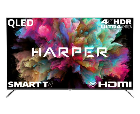  65" Телевизор Harper 65Q850TS черный 3840x2160, QLED, Ultra HD, 60 Гц, Frameless, WI-FI, SMART TV, Android TV 