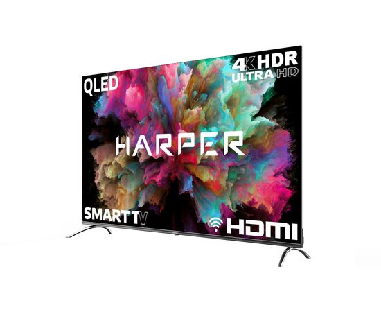  65" Телевизор Harper 65Q850TS черный 3840x2160, QLED, Ultra HD, 60 Гц, Frameless, WI-FI, SMART TV, Android TV 