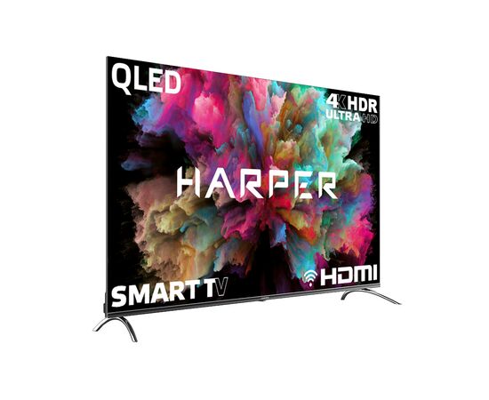  65" Телевизор Harper 65Q850TS черный 3840x2160, QLED, Ultra HD, 60 Гц, Frameless, WI-FI, SMART TV, Android TV 