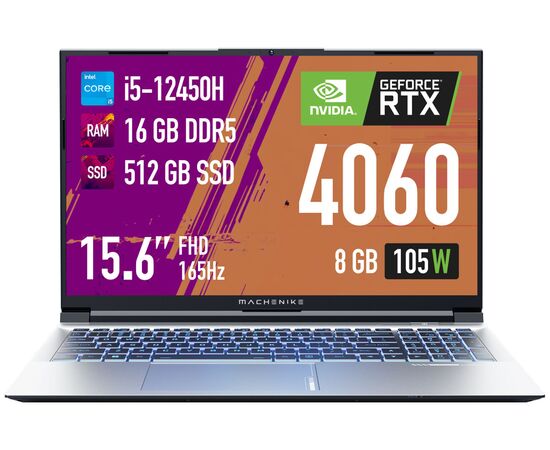  Ноутбук Machenike L15 Air Star (JJ00GM00FRU) 15.6" Intel Core i5 12450H 2.0 ГГц 8 ядер 16 ГБ DDR5 512 ГБ SSD M.2 Nvidia Geforce RTX4060 (8 ГБ) DOS 