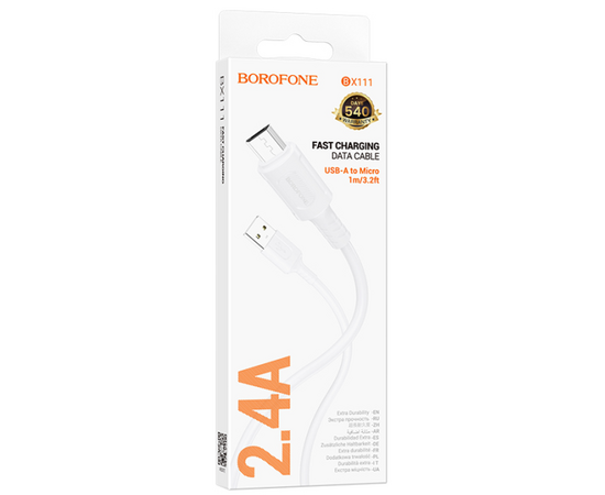  BOROFONE BX111/ USB кабель Micro/ 1m/ 2.4A/ White 