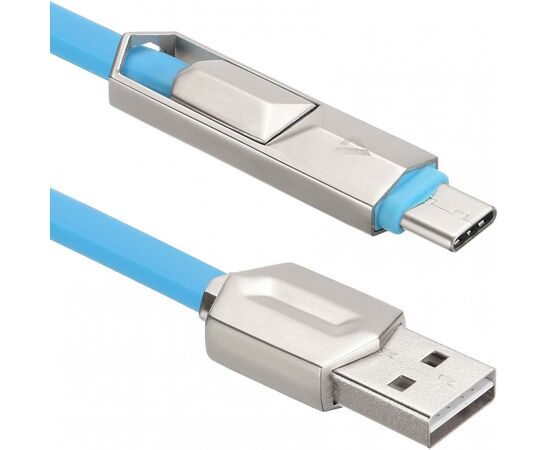  Дата-кабель ACD-DUAL 2в1 (ACD-U924-CML) Type-C+Micro 1м синий 