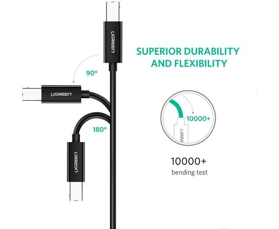  Кабель UGREEN US241 50446 USB-C 2.0 To USB-B 2.0 Print Cable 2m Black 