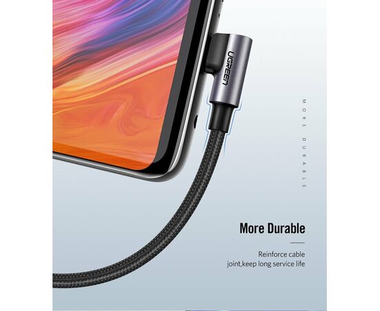  Кабель UGREEN US284 70255 Angled USB-C Male To USB2.0 A Male 3A Data Cable 90°Angle 3m Black 