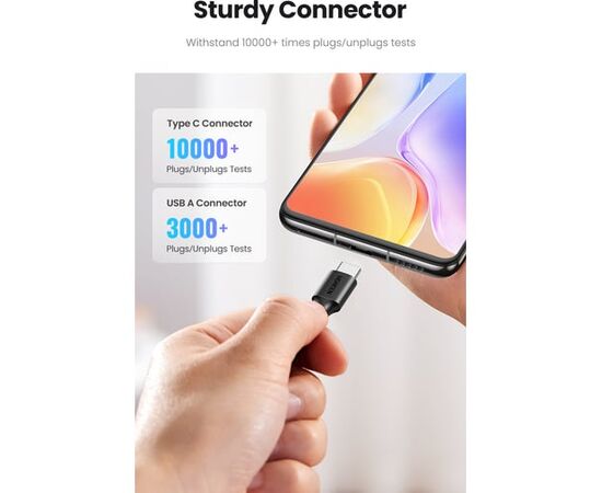  Кабель UGREEN US287 60826 USB 2.0 to USB-C date cable 3m Black 