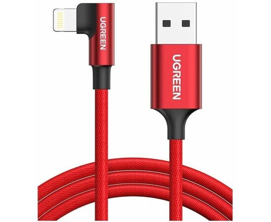  Кабель UGREEN US299 60555 USB-A to Angled Lightning M/M Cable With Braided 1m Red 