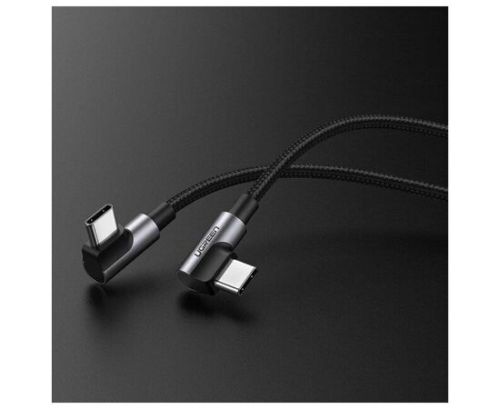  Кабель UGREEN US323 70529 Angled USB-C Cable Aluminum Case with Braided 1m Black 
