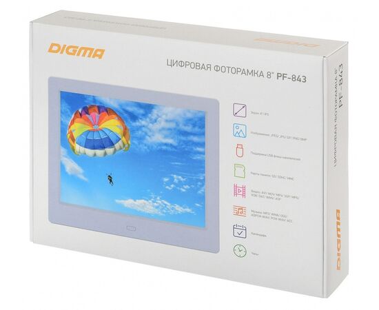  Цифровая фоторамка Digma PF-843 IPS белый 
