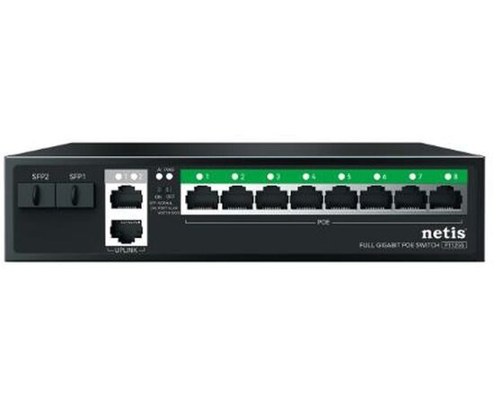  Коммутатор неуправляемый Netis P112GS (L2) 10x1Гбит/с 2SFP 8PoE 120W 