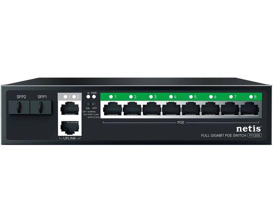  Коммутатор неуправляемый Netis P112GS (L2) 10x1Гбит/с 2SFP 8PoE 120W 