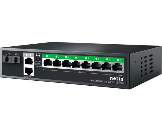  Коммутатор неуправляемый Netis P112GS (L2) 10x1Гбит/с 2SFP 8PoE 120W 