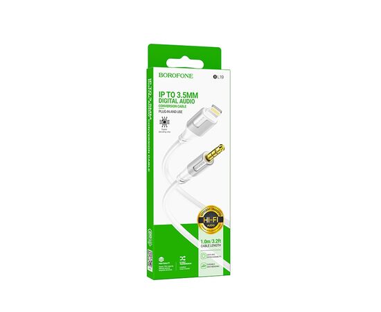  Кабель Lightning - 3.5mm Borofone BL19 Creator 100см   (white) (225498) 