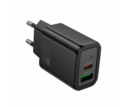  Адаптер Сетевой Hoco N61 Gentle PD20W+QC3.0 USB/Type-C  (black) (238648) 