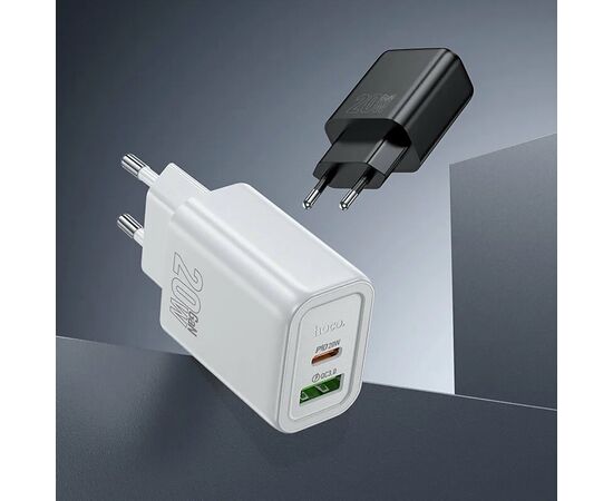  Адаптер Сетевой Hoco N61 Gentle PD20W+QC3.0 USB/Type-C  (black) (238648) 