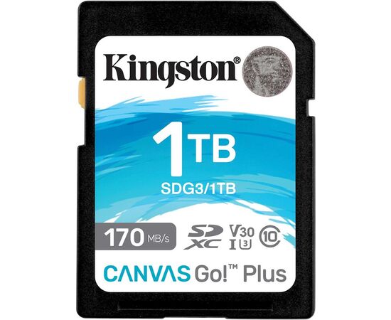  Карта памяти Kingston SDG3/1TB SDXC 1Tb, UHS-I Class U3 V30, чтение 170Мб/с, запись 90Мб/с 