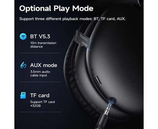  Наушники полноразмерные bluetooth HOCO W35 Max Joy BT headphones (черный) 