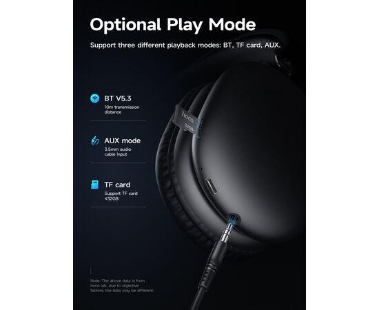  Наушники полноразмерные bluetooth HOCO W35 Max Joy BT headphones (черный) 