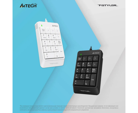  Числовой блок A4Tech Fstyler FK13P (FK13P white) белый USB slim для ноутбука 