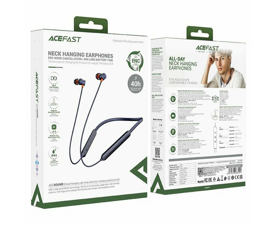  Наушники ACEFAST N2 Neck hanging noise-canceling Bluetooth earphones Black 