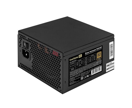  Блок питания Exegate 750VSP FC EX297232RUS 750W 80 Plus Gold (ATX3.0, APFC, КПД 90проц., 120mm fan, 24pin, 2x(4+4)pin) 