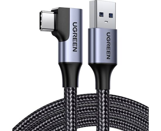  Кабель UGREEN US385 20299 USB-A Male to USB-C Male 3.0 3A 90-Degree Angled Cable 1m Black 