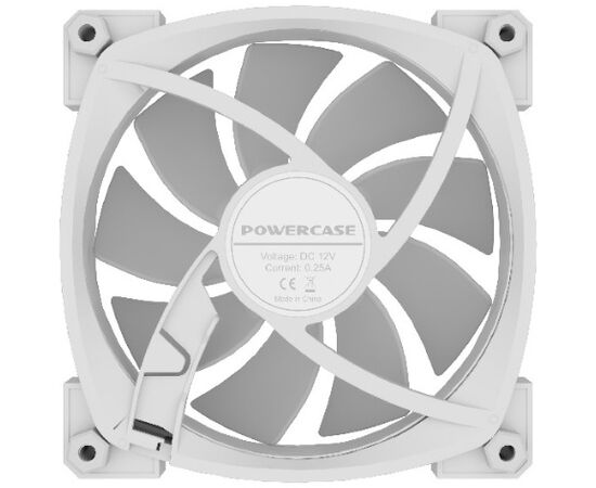  Вентилятор Powercase (M55MR-12W ARGB) White 120x120x25мм (PWM, 4pin PWM (M+F)+ 3pin ARGB (M+F), 600-1500 об/мин) Bulk 