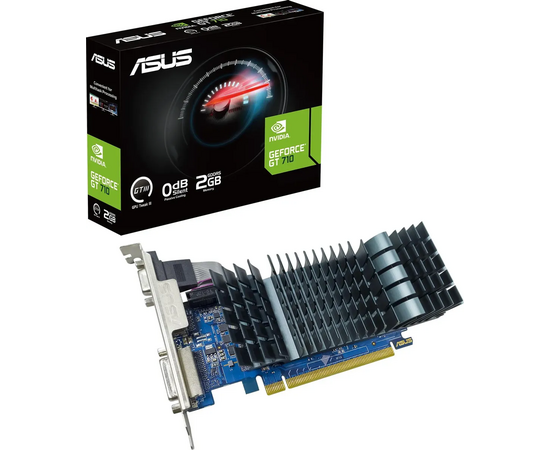  Видеокарта Asus Nvidia GeForce GT 710 2Gb (GT710-SL-2GD5-BRK-Evo) PCI-E 64bit GDDR5 954/5012 DVIx1 HDMIx1 CRTx1 HDCP Ret low profile 