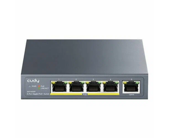  Коммутатор неуправляемый Cudy GS1005P (L2) 5x1Гбит/с 5PoE 60W 