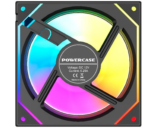  Вентилятор Powercase (M52-12 ARGB) Black 120x120x25мм (PWM, 4pin PWM (M+F)+ 3pin ARGB (M+F), 600-1800 об/мин) Bulk 